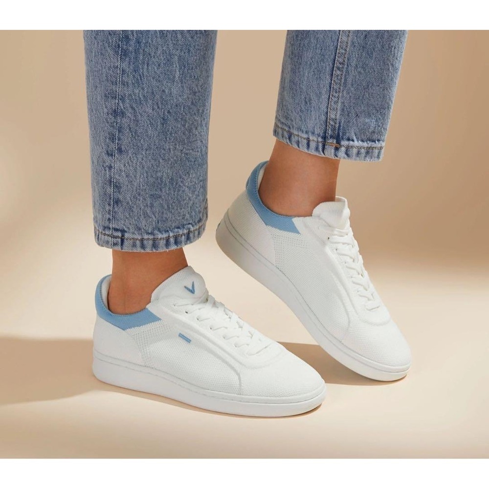 VIVAIA V-Prime White Blue Water-Repellent Knit Casual Sneakers EU/40 US/9